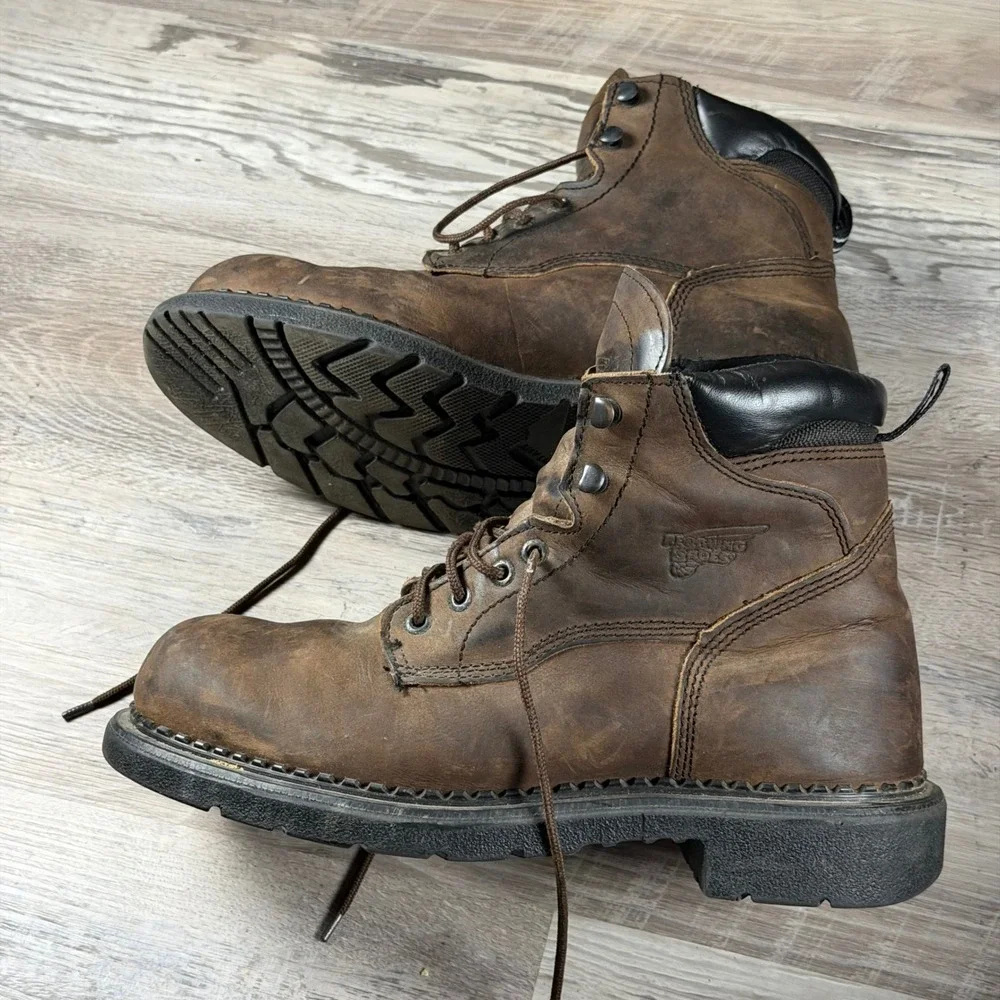 Red Wing 1206 Mens 8.5 E2 Brown Leather Waterproof Insulated EH Work Boots USA